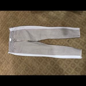 Mother brand “The Looker Ankle Fray” stripe jeans